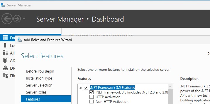 Windows Server Manager установка роли net framework 3.5