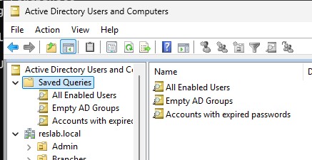 Сохраненные поисковые запросы в консоли Active Directory