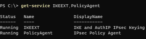 Проверить службы IKE и IPsec Policy Agent