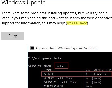 код ошибки Windows Update