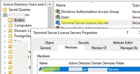 Доменная группа Terminal Server License Servers 