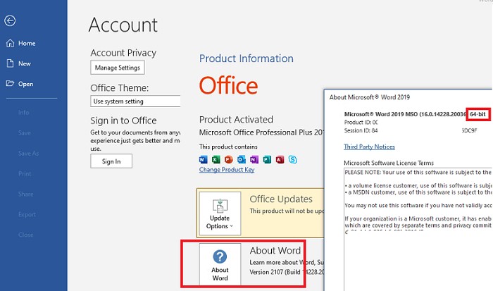 проверить статус активации Microsoft Office