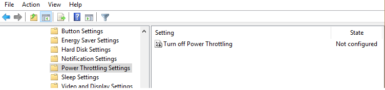 Turn off Power Throttling - групповая политика