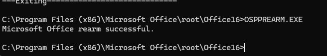 Команда OSPPREARM сбросить триал период - Microsoft Office rearm successful