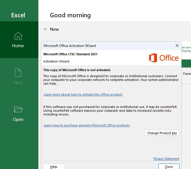 Office LTSC 2021 - требуется активация, срок ознакомления окончен