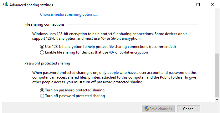 Windows 10 Включить общий доступ с парольной защитой