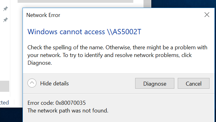 Windows 10 1803 ошибка 0x80070035 The network path not found 