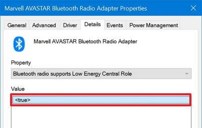 Поддержка режима Bluetooth radio supports Low Energy Central Role