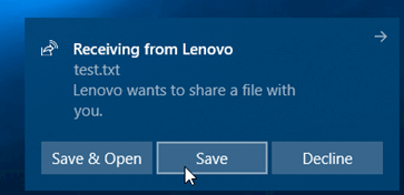 Получить файл с соседнего компьютер через функцию Nearby sharing в Windows 10