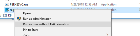 Run as user without UAC elevation