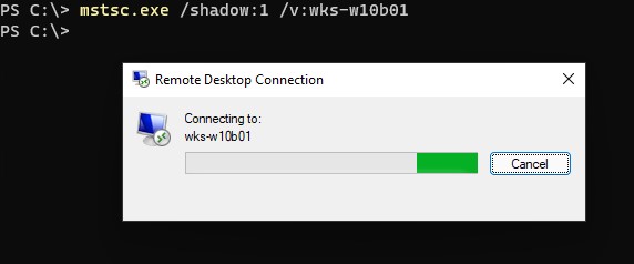 mstsc shadow - подключение к рабочему столу сессии пользователя через shadow