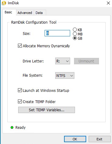 Создать RAM Drive в Windows 10