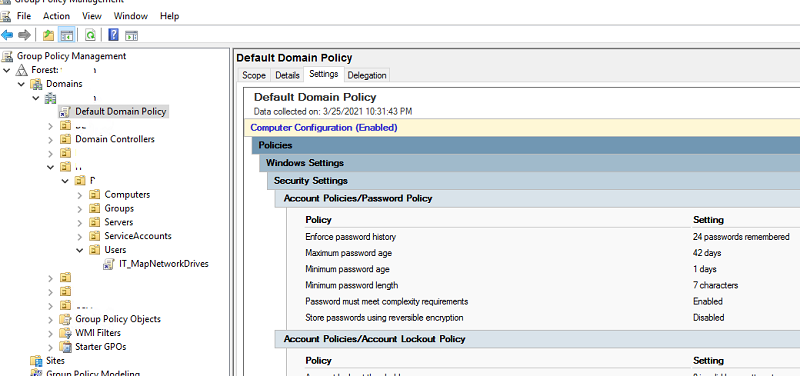 вывести настройки парольной политики в домене в консоли GPO