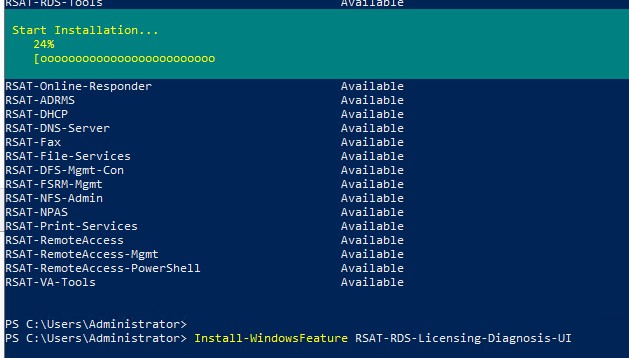 windows server: установить компоненты rsat с помощью командлета powershell Install-WindowsFeature