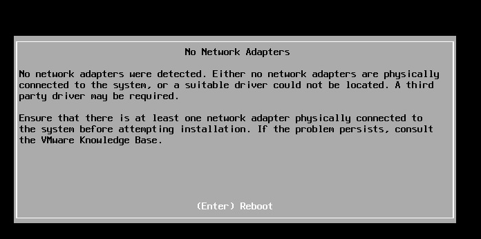 No Network Adapters при установке ESxi