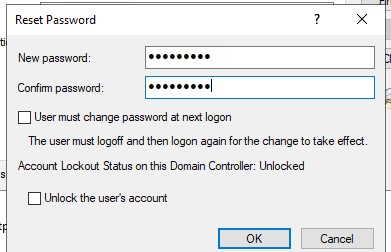 задать новый пароль для пользователя домена