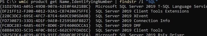 Команда wmic вывести установленные компоненты sql server