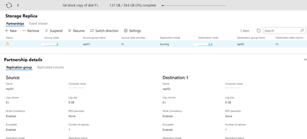 настройка Storage Replication из Windows Admin Center 