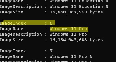 index версии windows в wim файле