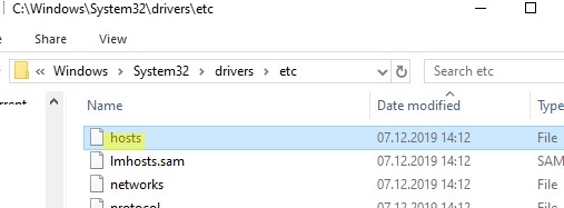 hosts файл в windows