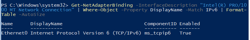 Get-NetAdapterBinding IPv6 