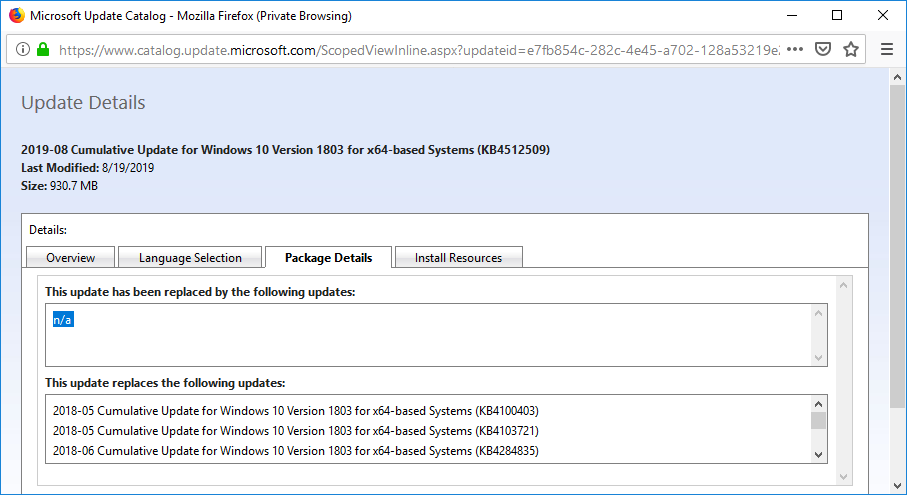 как найти актуальное обновлений в каталоге Microsoft Update Catalog