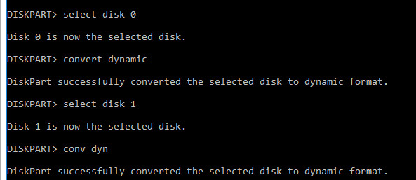 конвертивровать диски в динамические