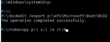 robocopy EFI раздела в зеркале