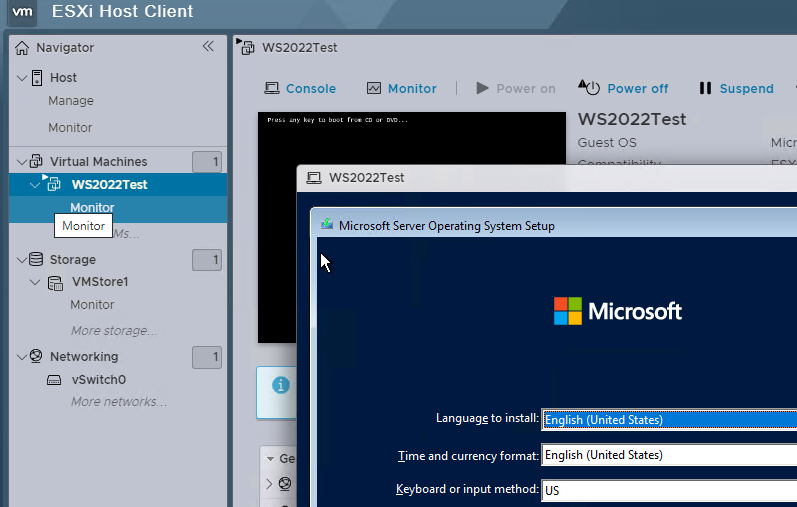 установка гостевой ОС Windows в виртуалку VMware