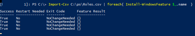 установка ролей Windows Server по эталонному csv файлу