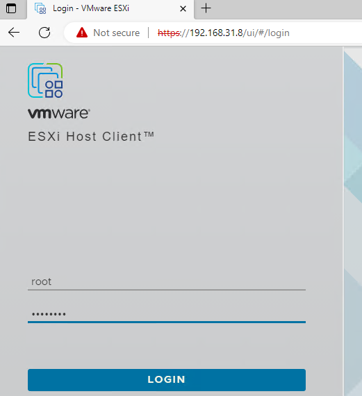 vmware esxi host client - подключениек веб интерфейсу
