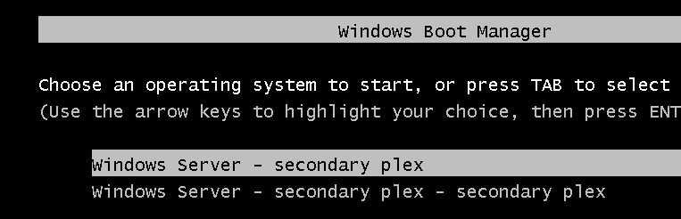 windows-boot-manager несколько secondary plex записей