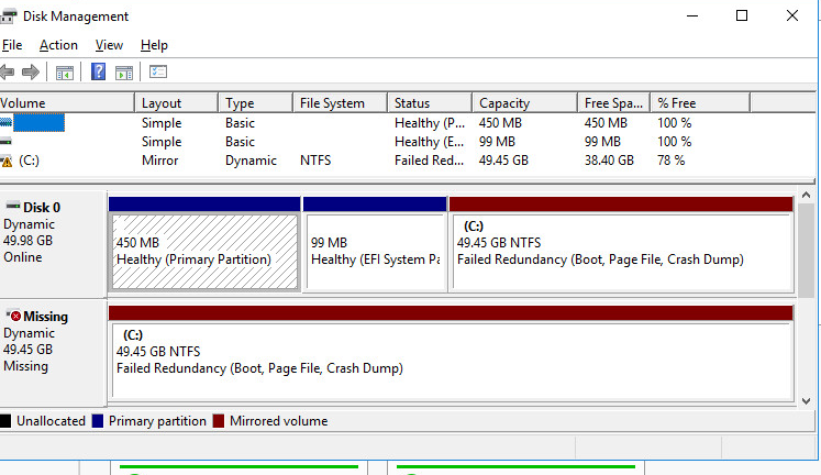 windows програмный raid failed redundance