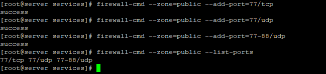 firewall-cmd --zone=public —add-port - открыть порт в файерволе