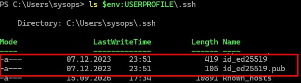 файлы ключей в папке ssh