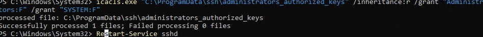 настройка ntfs прав доступа к файлу administrators_authorized_keys для ssh доступа по ключам в windows 