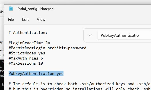 параметр PubkeyAuthentication yes в файле sshd_config