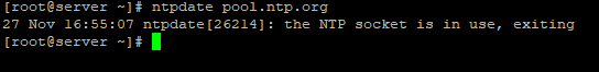 ntpdate [26214]: the NTP socket is in use, exiting