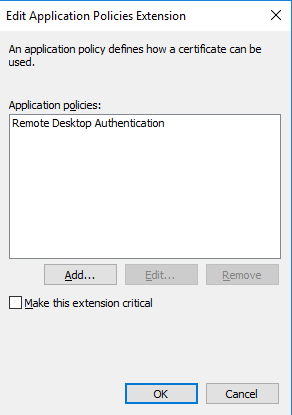 шаблон сертификата Remote Desktop Authentication