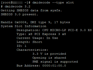 dmidecode --type slot 