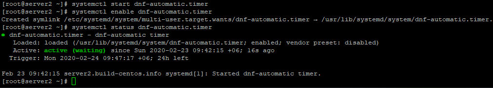 запуск службы dnf-automatic.timer - автообновление centos 8