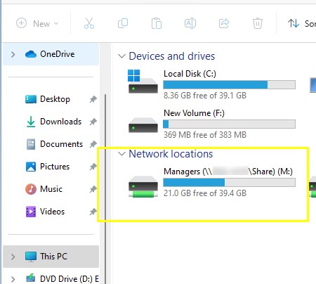  Сетевой диск в Windows 11 подключен пользователю через групповые политики 
