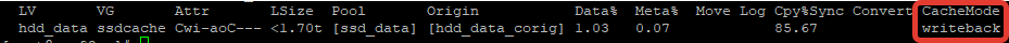 lvs -o+cache_mode ssdcache режим работы ssd кэша