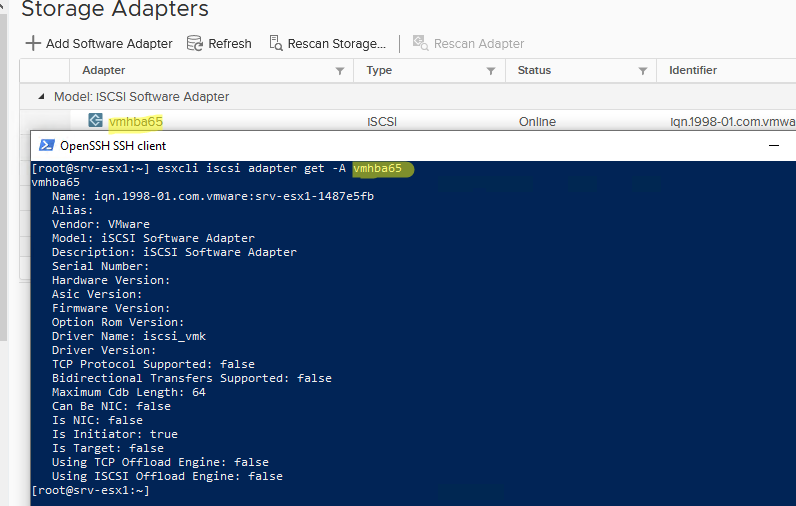 esxcli iscsi adapter get 