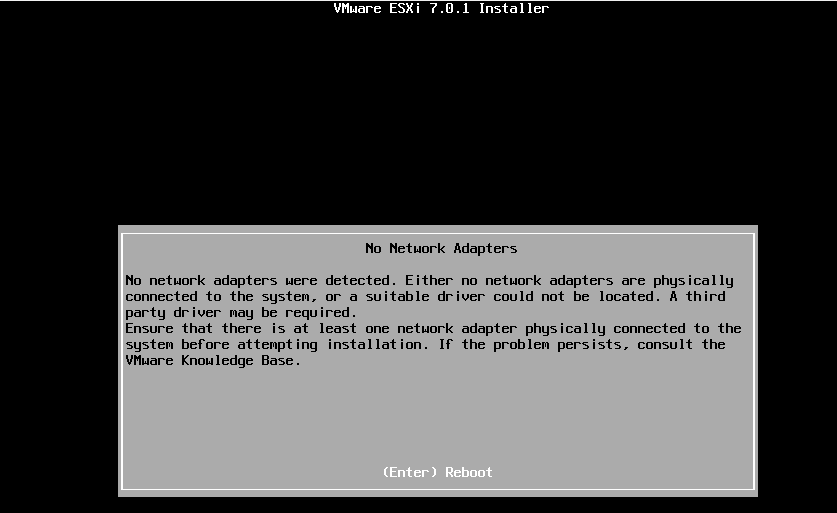 No Network Adapters при установке ESXi