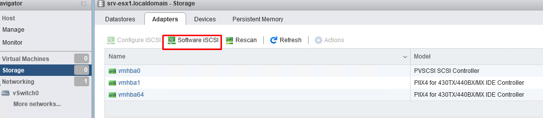 включить software iscsi в vmware esxi