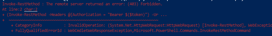 Invoke-RestMethod The remote server returned an error: (403) Forbidden.