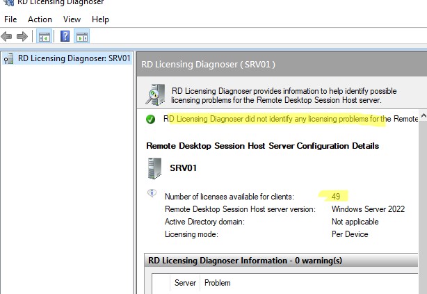 Remote Desktop Licensing Diagnoser проверить получение лицензий клиентами