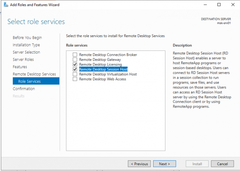 setting up remote desktop services server 2019