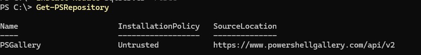 Get-PSRepository список зарегистрированных репозиториев powershell в windows